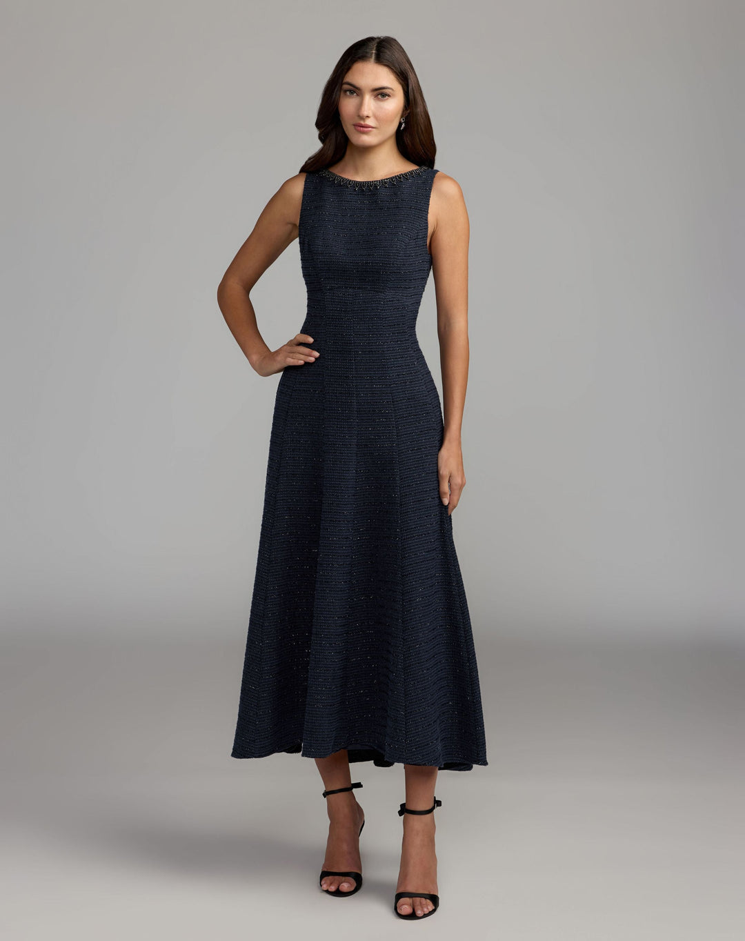 Mac Duggal 27870 Sleeveless A-Line Boucle Midi Dress