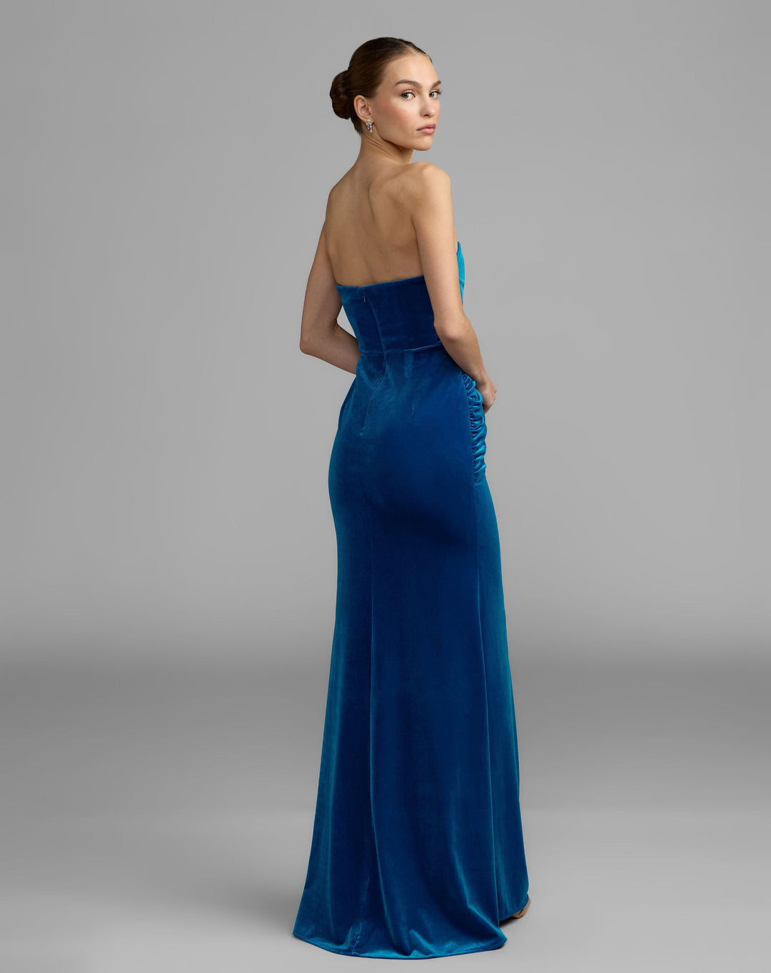 Mac Duggal 27894 Strapless Velvet Draped Column Gown