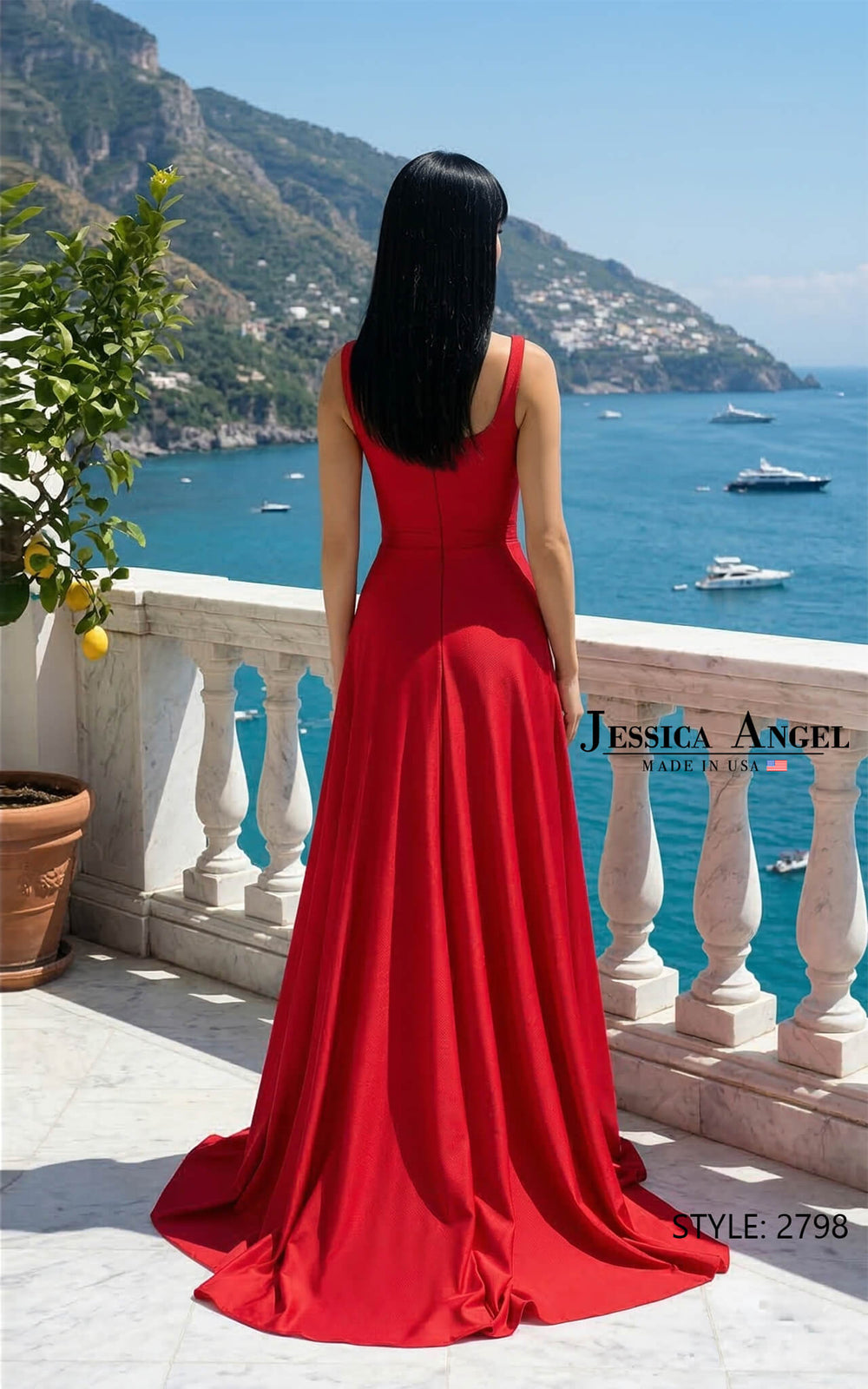 Jessica Angel 2798 sweetheart corset A-line gown with pockets back view