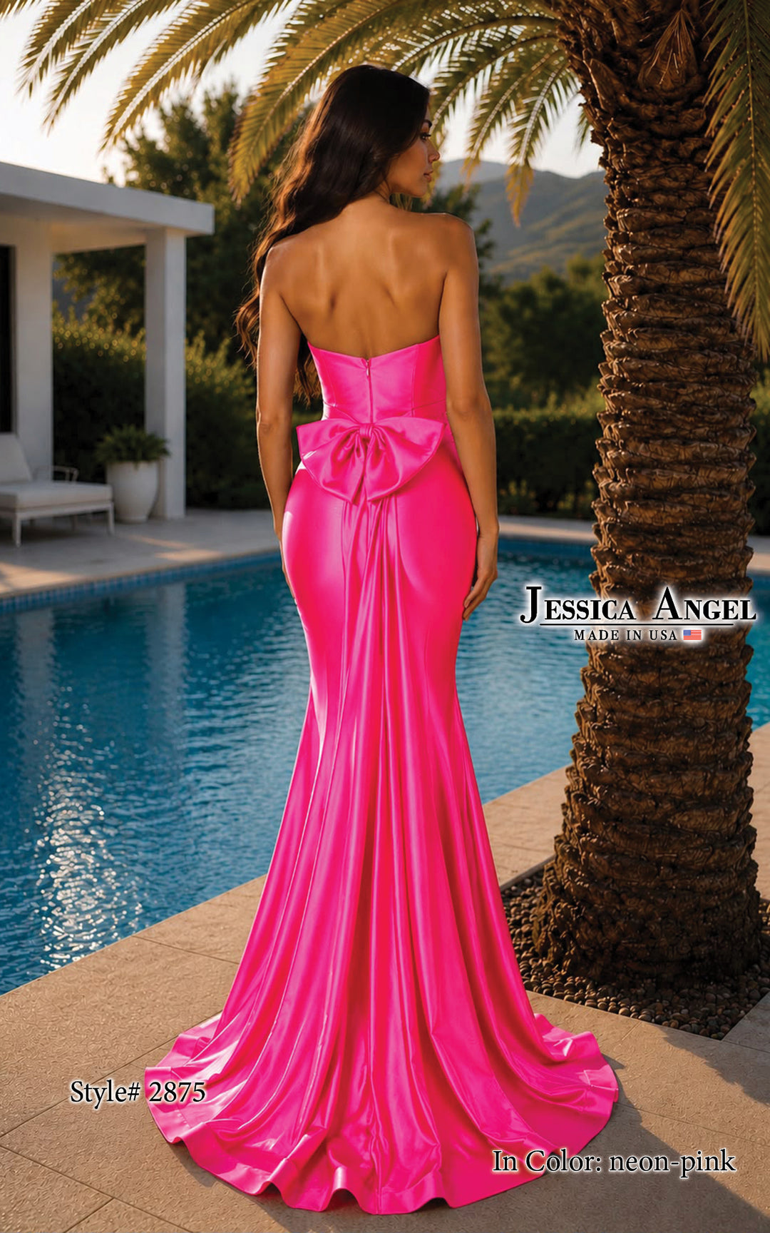 Jessica Angel 2875 back bow mermaid gown back view 3