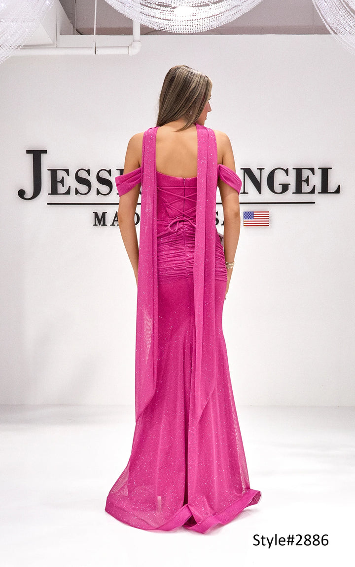 Jessica Angel 2886 choker streamer gown back view 2