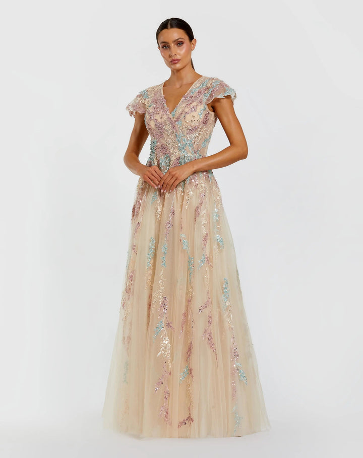 Mac Duggal 37014 Floral Embroidered Tulle Gown