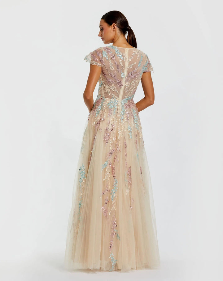 Mac Duggal 37014 Floral Embroidered Tulle Gown