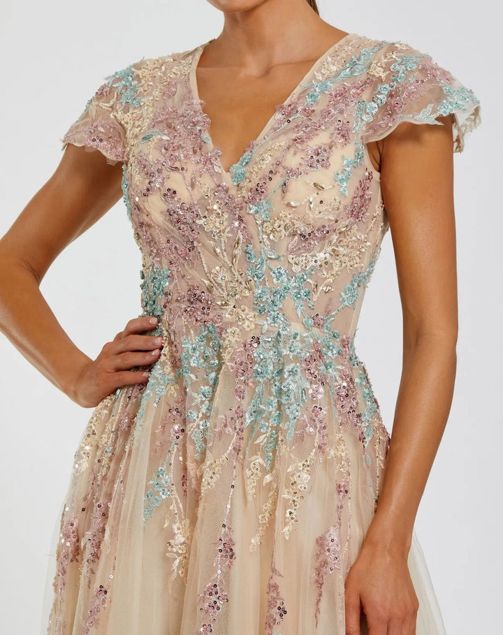 Mac Duggal 37014 Floral Embroidered Tulle Gown
