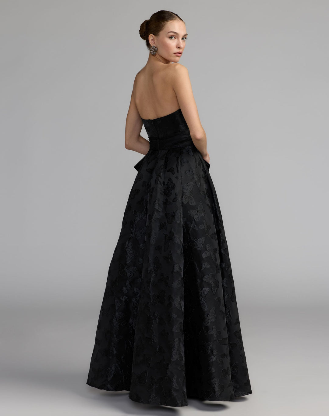 Mac Duggal 37097 Strapless Brocade A-Line Gown With Bow
