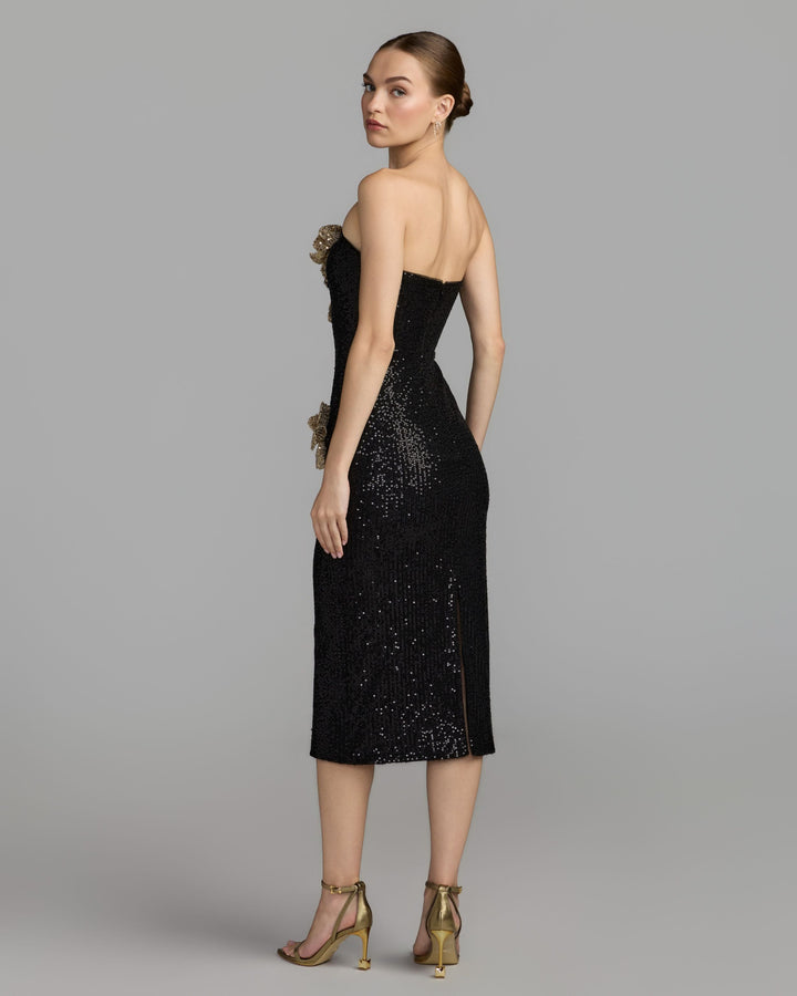 Mac Duggal 37158 3D Floral Sequin Midi Dress