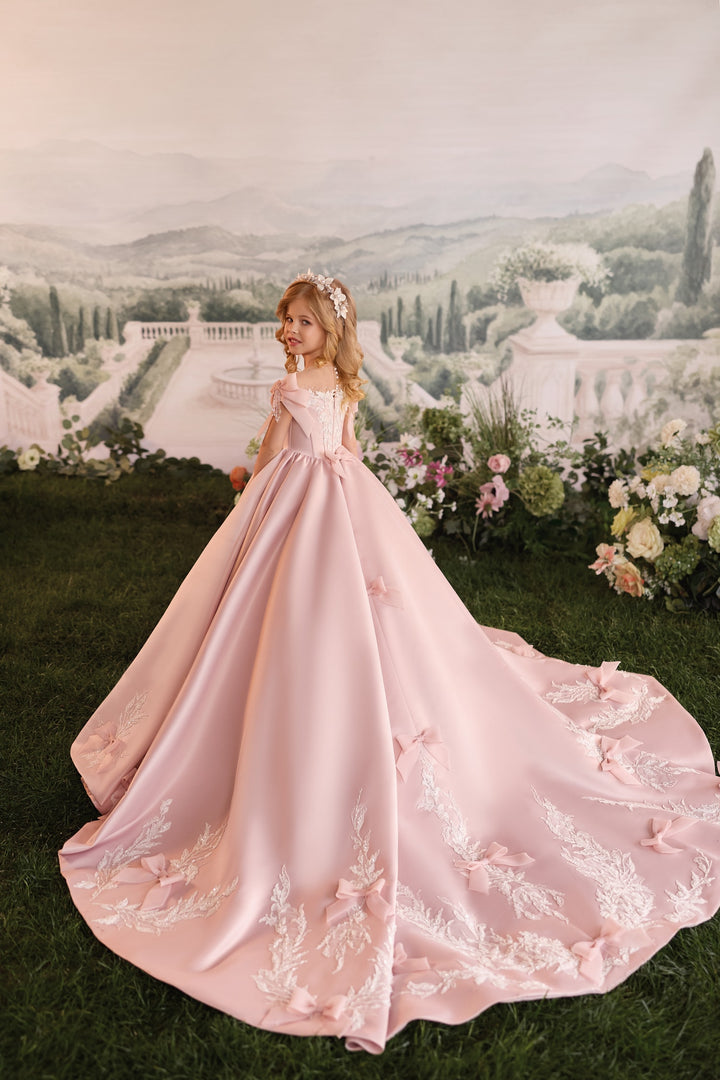 Pentelei 3906 Beaded Bow Corset Kids Ball Gown