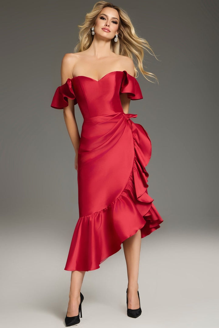 Jovani 39264 Off the Shoulder Ruffle High Low Dress view 4