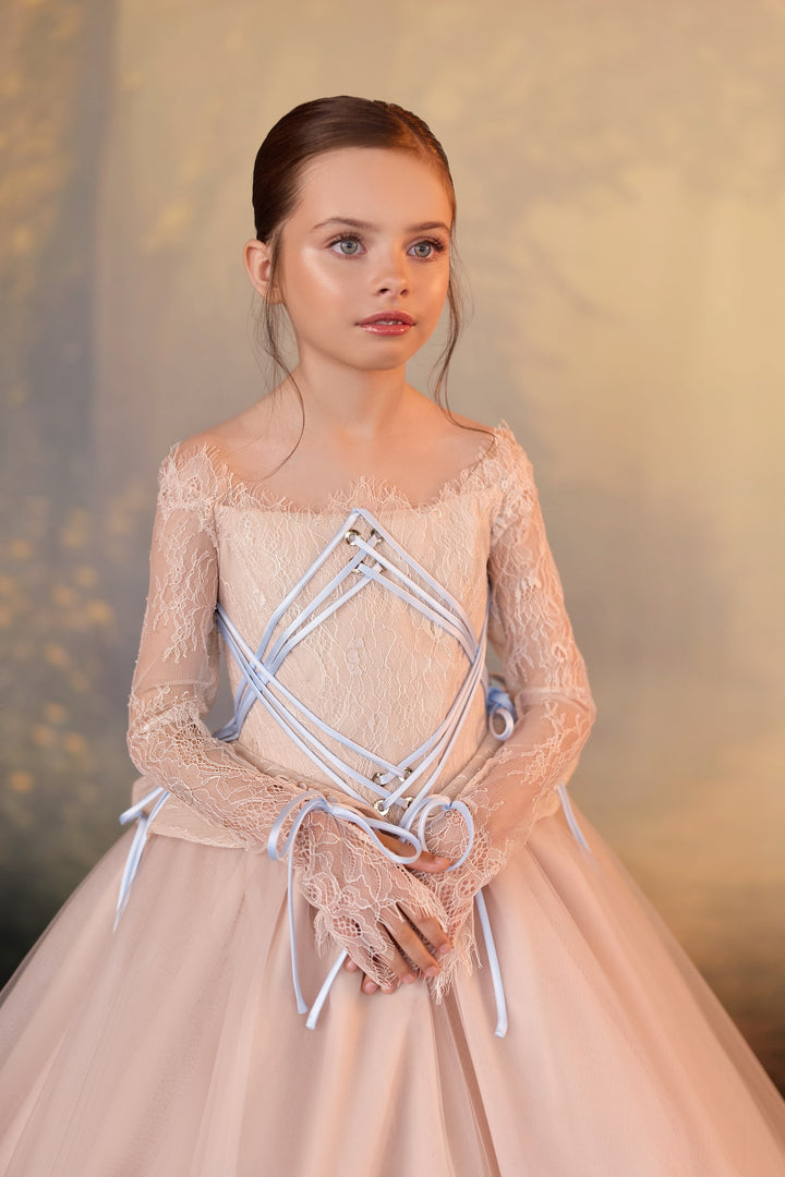 Pentelei 3931 Corset Lace-Up Ball Gown Kids Dress