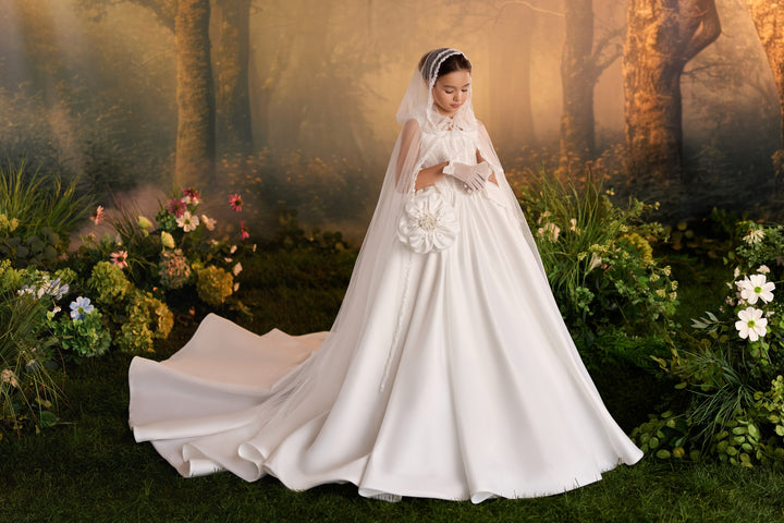 Pentelei 3938 Crystal Beaded Ball Gown with Optional Cape Kids Dress