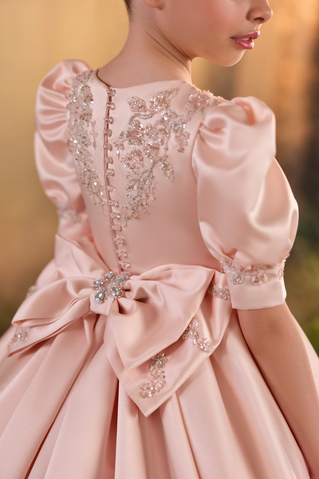 Pentelei 3941 Rhinestone Floral Embroidered Ball Gown Kids Dress