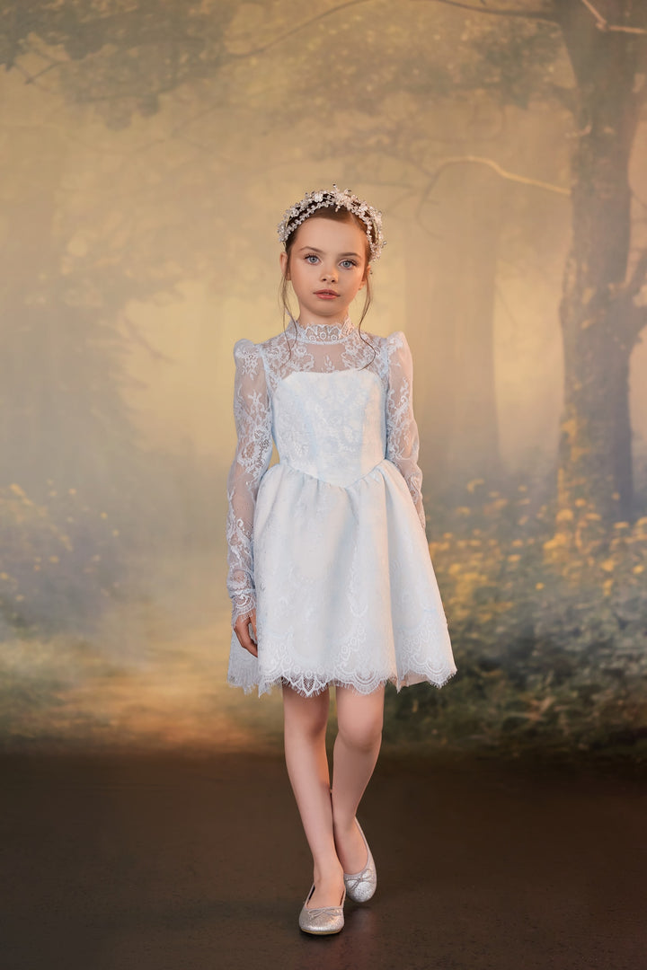 Pentelei 3945 Lace Tea-Length Kids Dress