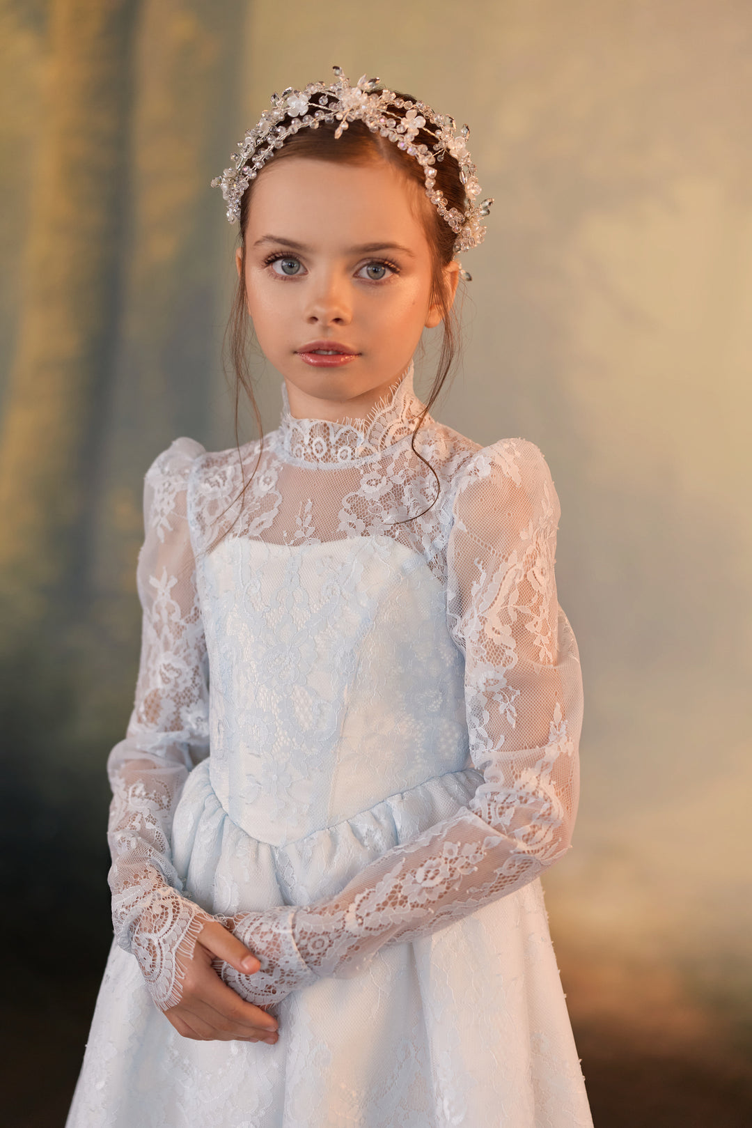 Pentelei 3945 Lace Tea-Length Kids Dress