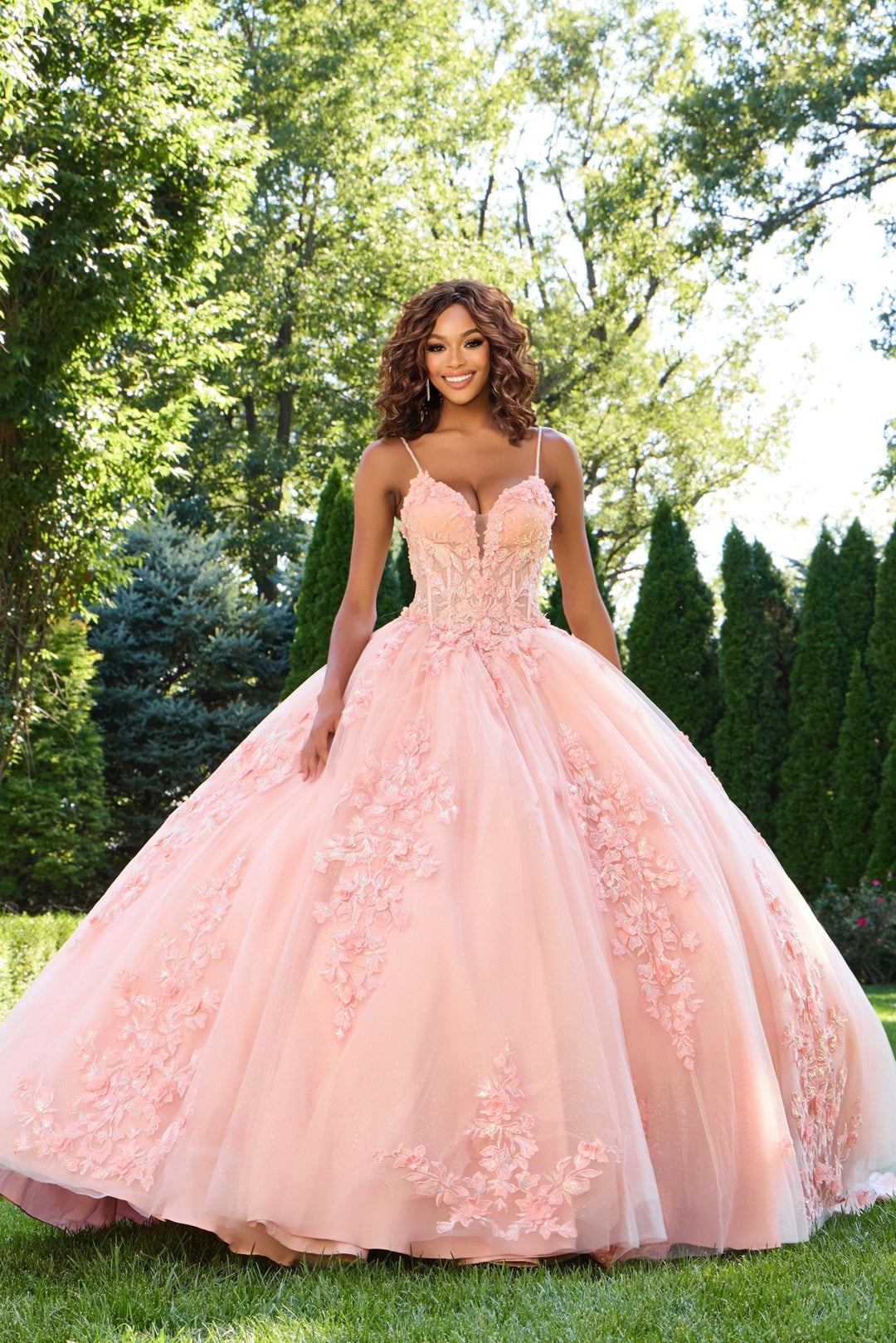 Jovani Q43431 Floral Embellished Off-the-Shoulder Quinceañera Gown