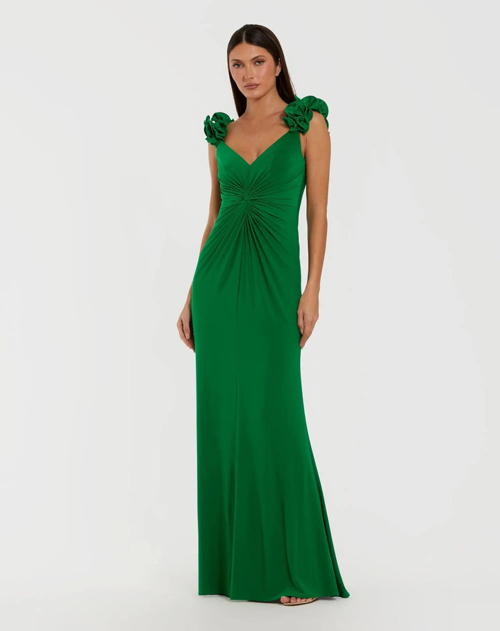 Mac Duggal 44094 Sleeveless V-Neck Gown With Ruffled Straps
