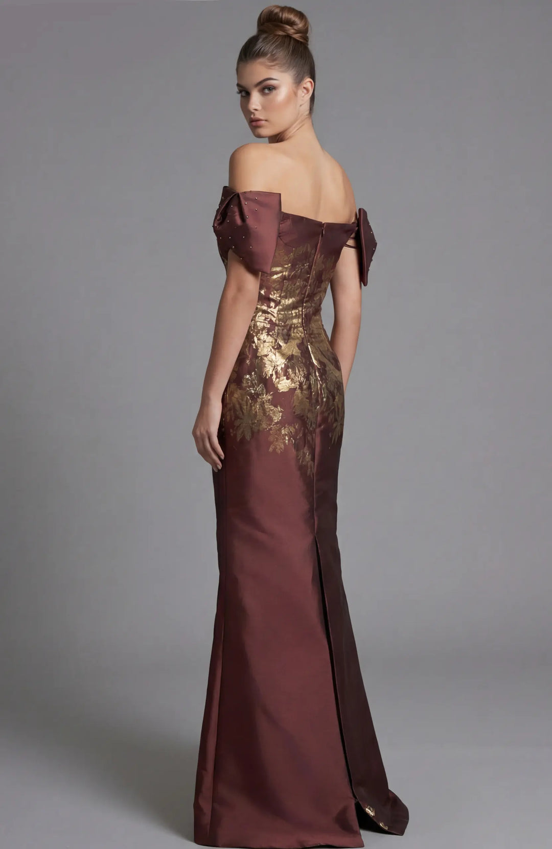 Jovani 45579 off-the-shoulder column gown view 4