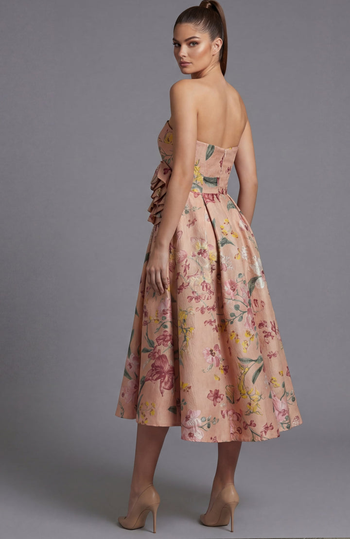 Jovani 46241 strapless midi dress back view