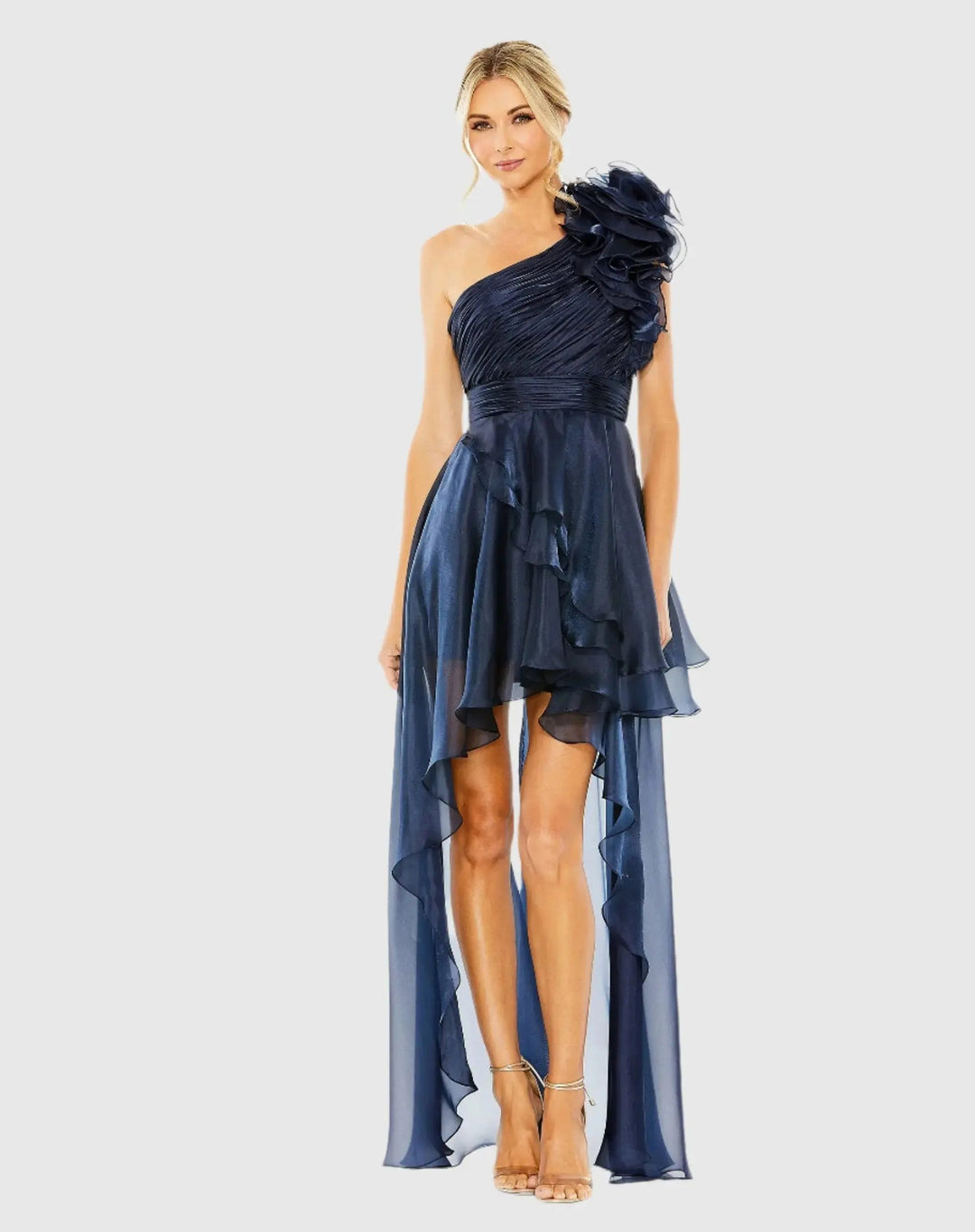 Mac Duggal 49527 One Shoulder Ruffle High Low Gown