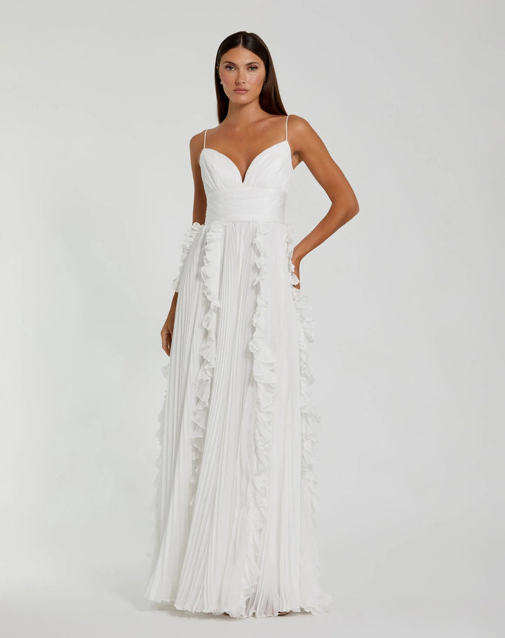 Mac Duggal 49533 Pleated Sleeveless Flowy Chiffon Gown