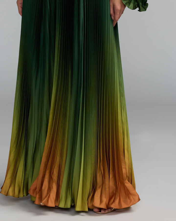 Mac Duggal 49903 One Shoulder Ombre Long Flare Sleeve Gown