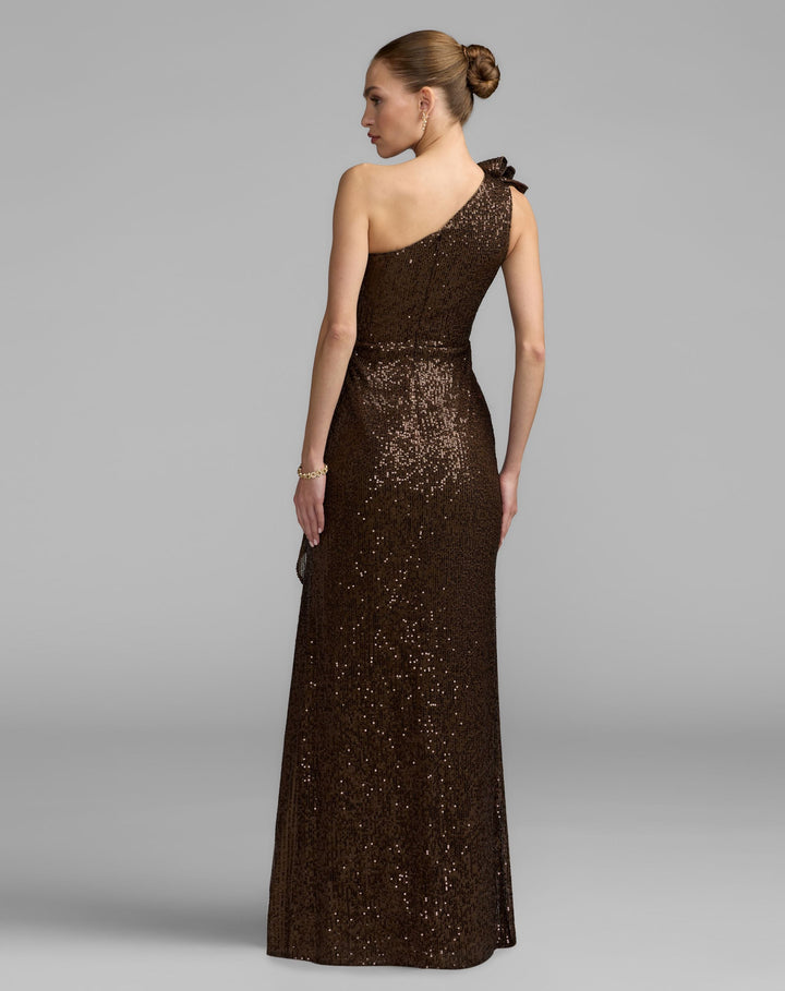 Mac Duggal 50093 One Shoulder Sequin Dress With Ruffle Detail