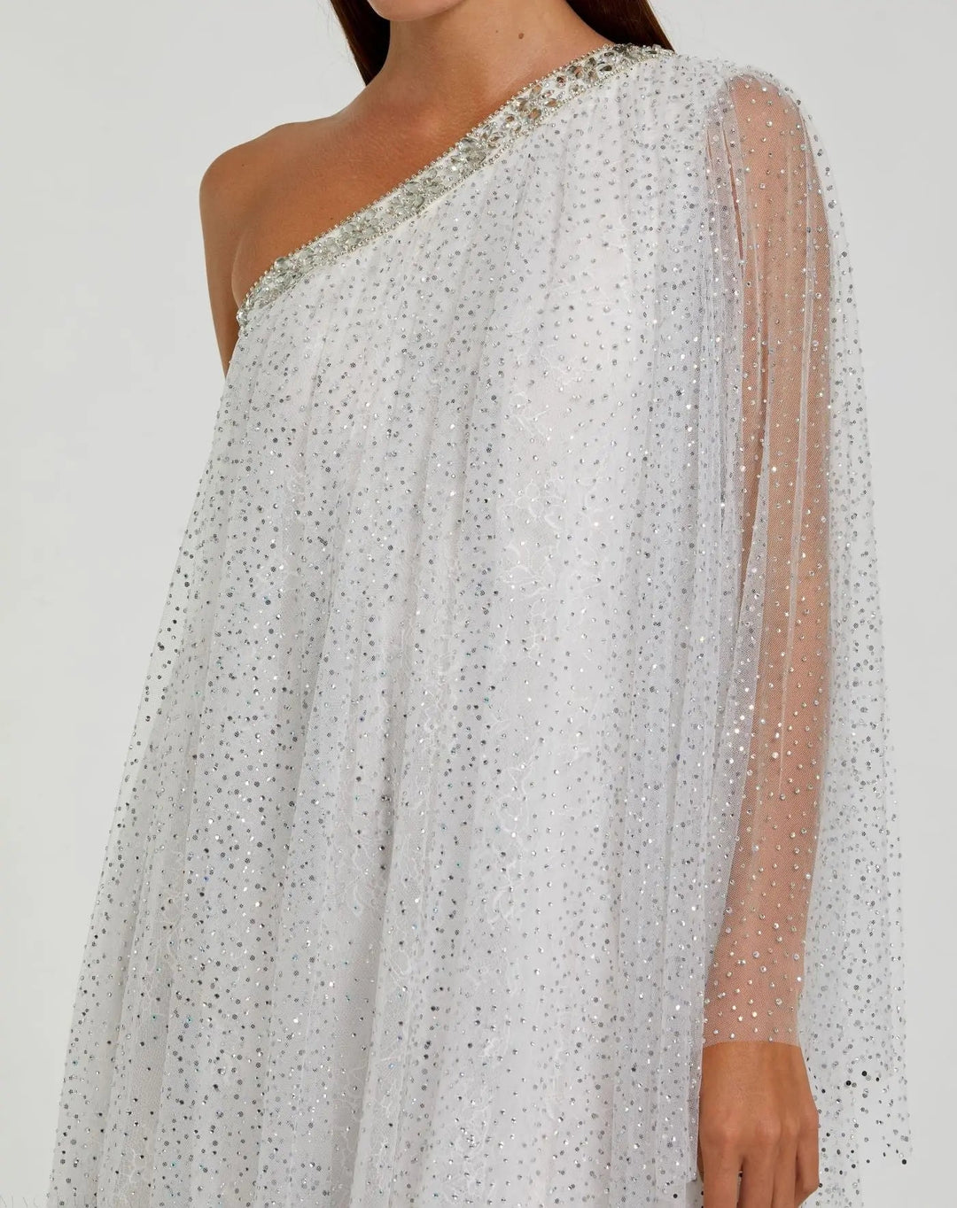 Mac Duggal 50689 One Shoulder Embellished Tulle Mini Dress