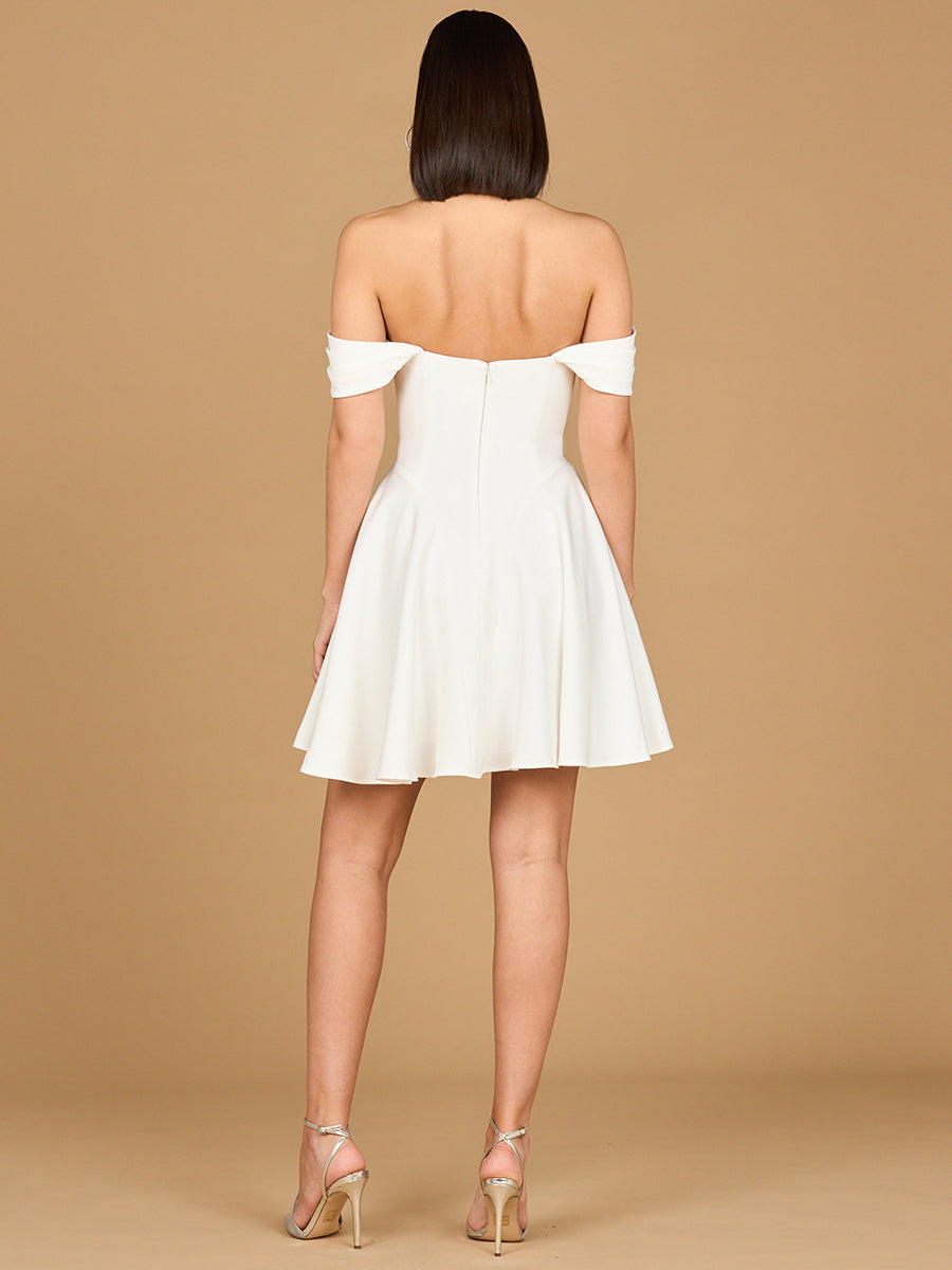 Lara 51206 Off Shoulder, A-line Bridal Short Dress - FOSTANI.com