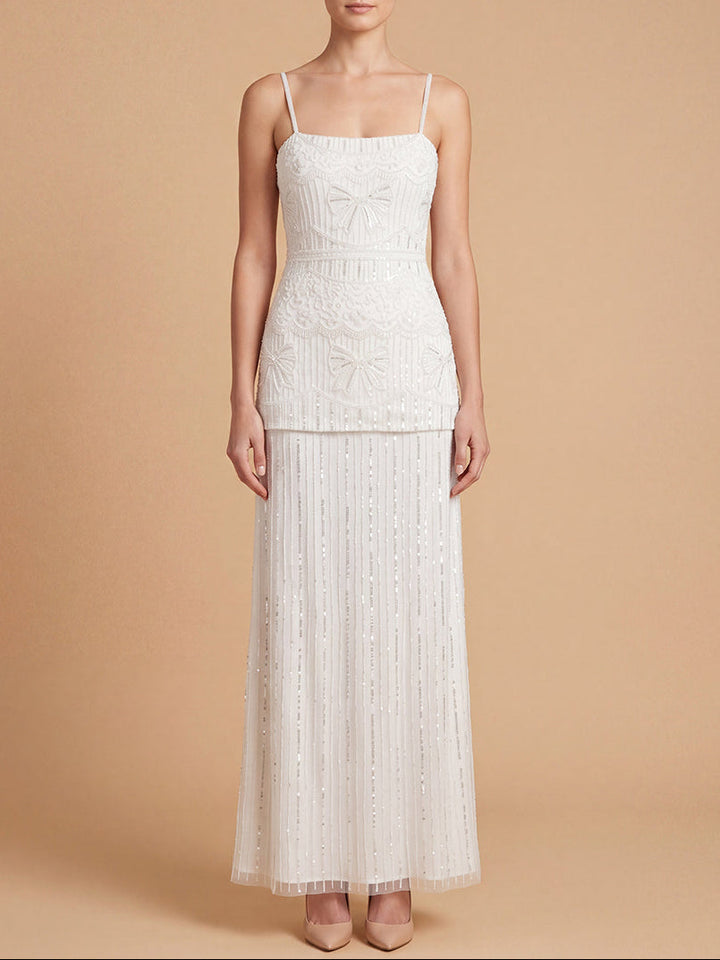 Lara 51228 Beaded Spaghetti Strap Two Piece Gown