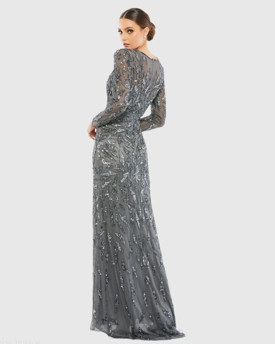 Mac Duggal 5124 Long Sleeve Beaded Evening Gown