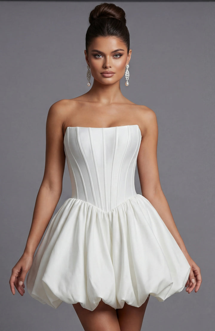 Jovani 51573 Strapless Corset Bodice Bubble Hem Dress - FOSTANI.com