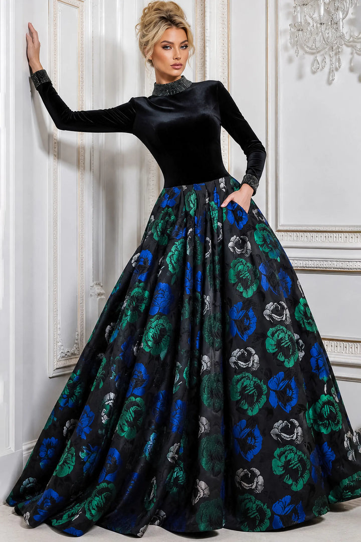 Jovani 51940 high neck A-line gown view 2