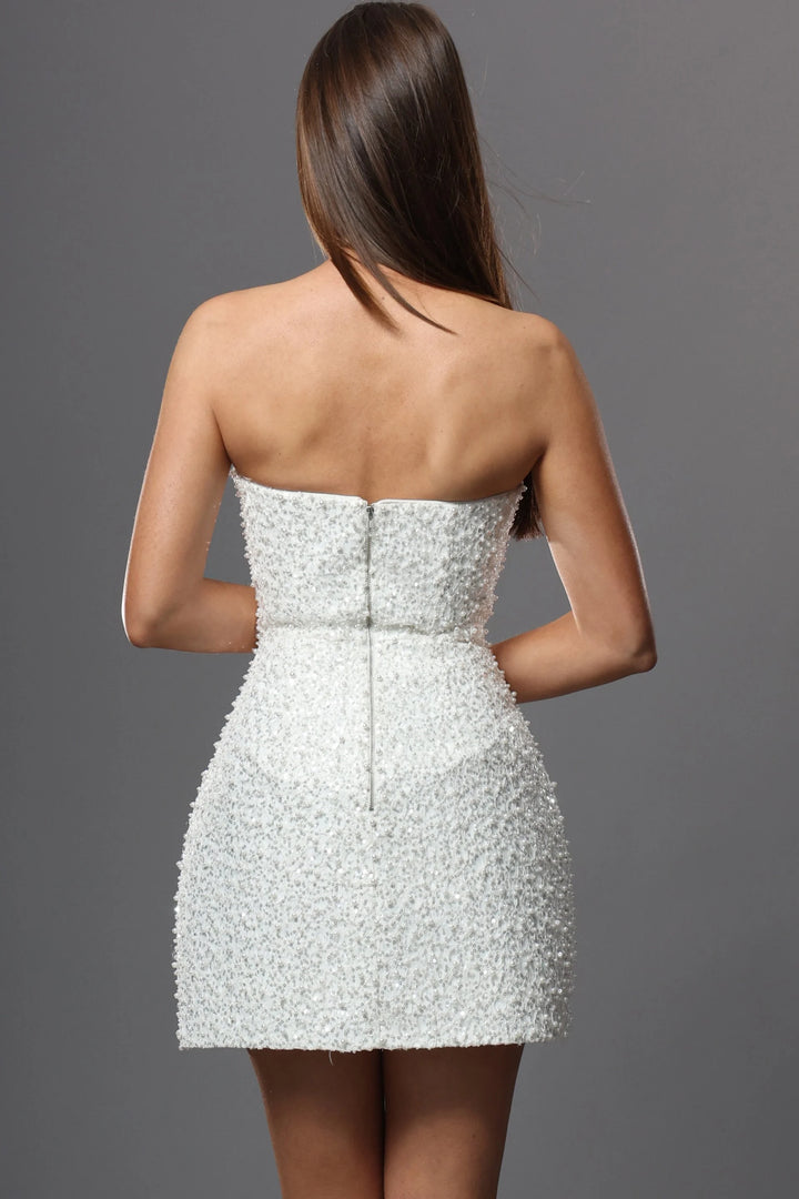 Jovani 52095 Strapless Sleeveless Pearl Beaded Bridal Shower Dress