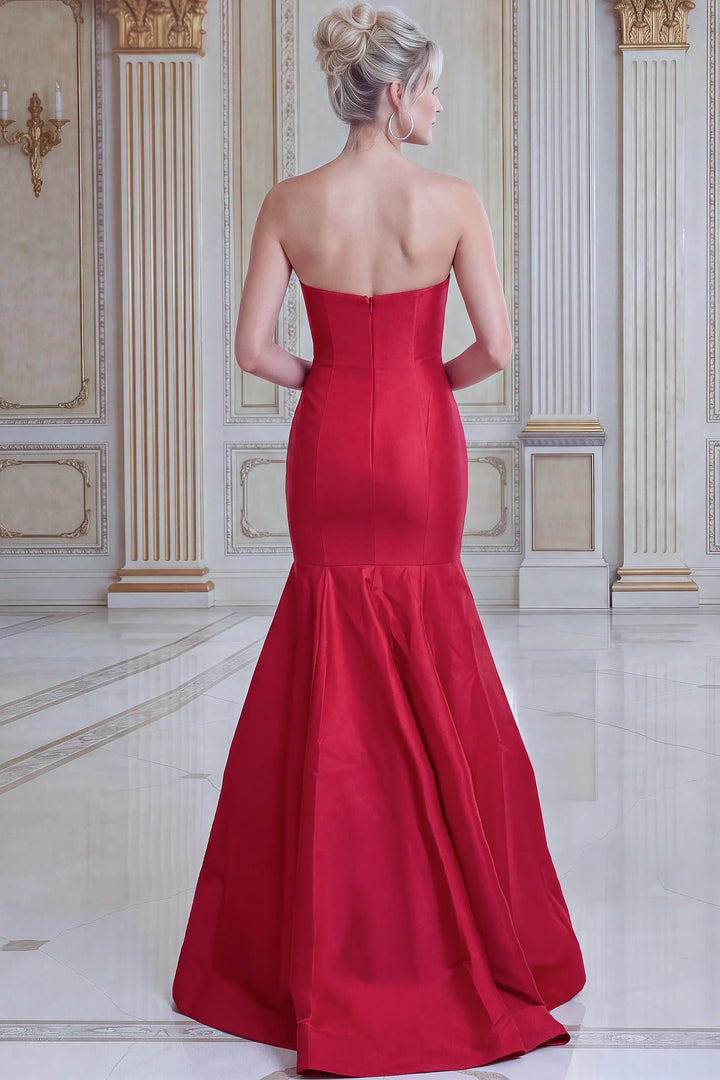 Jovani 53140 strapless embroidered mermaid evening gown back view