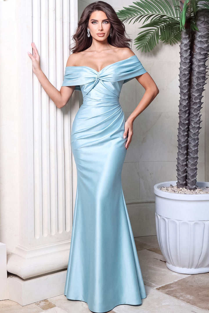 Jovani 54629 Off Shoulder Twisted Bust Trumpet Evening Gown - FOSTANI.com