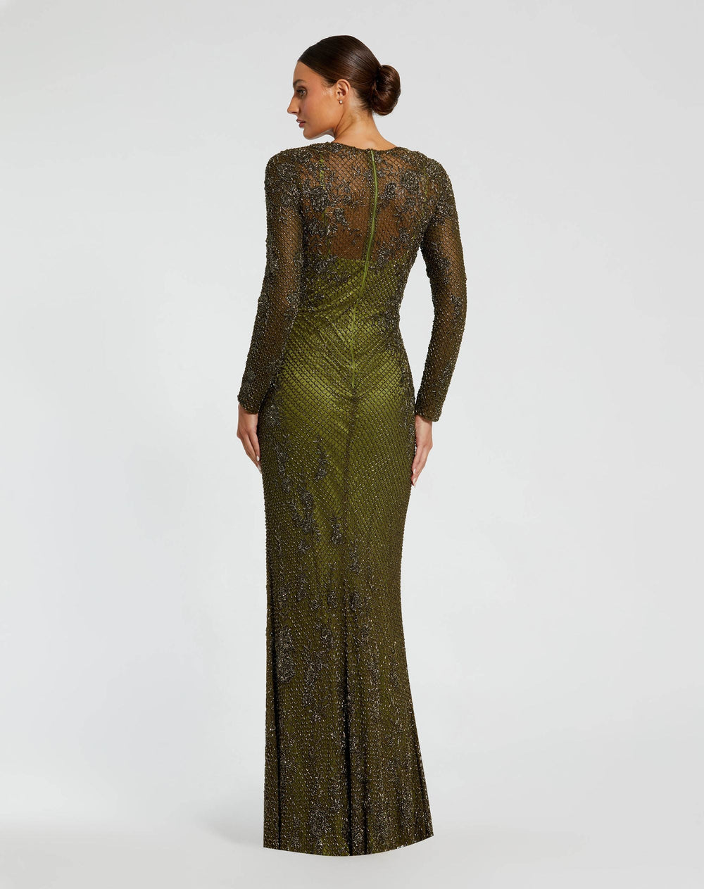 Mac Duggal 5504 Long Sleeve Beaded Evening Dress