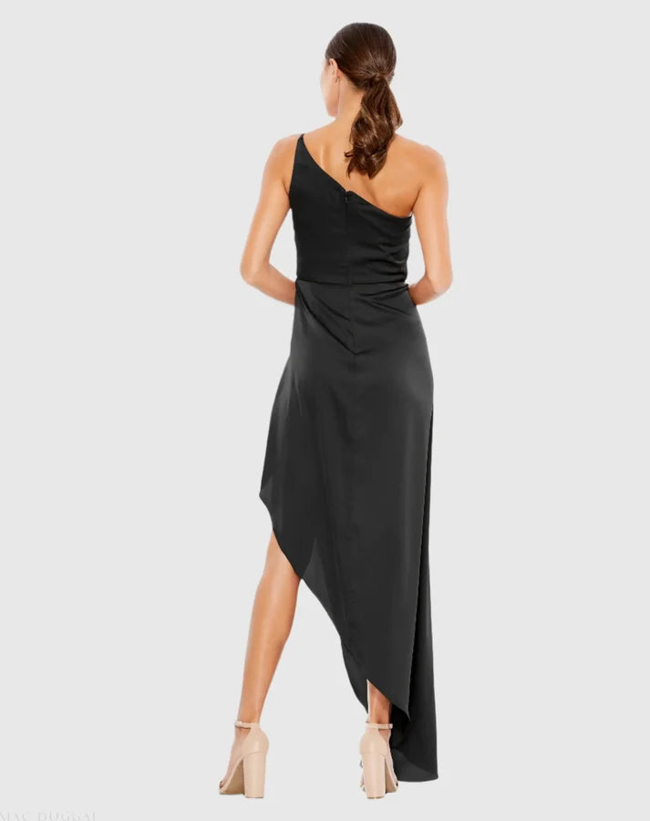 Mac Duggal 70177 One Shoulder Hi-Low Draped Charmeuse Dress