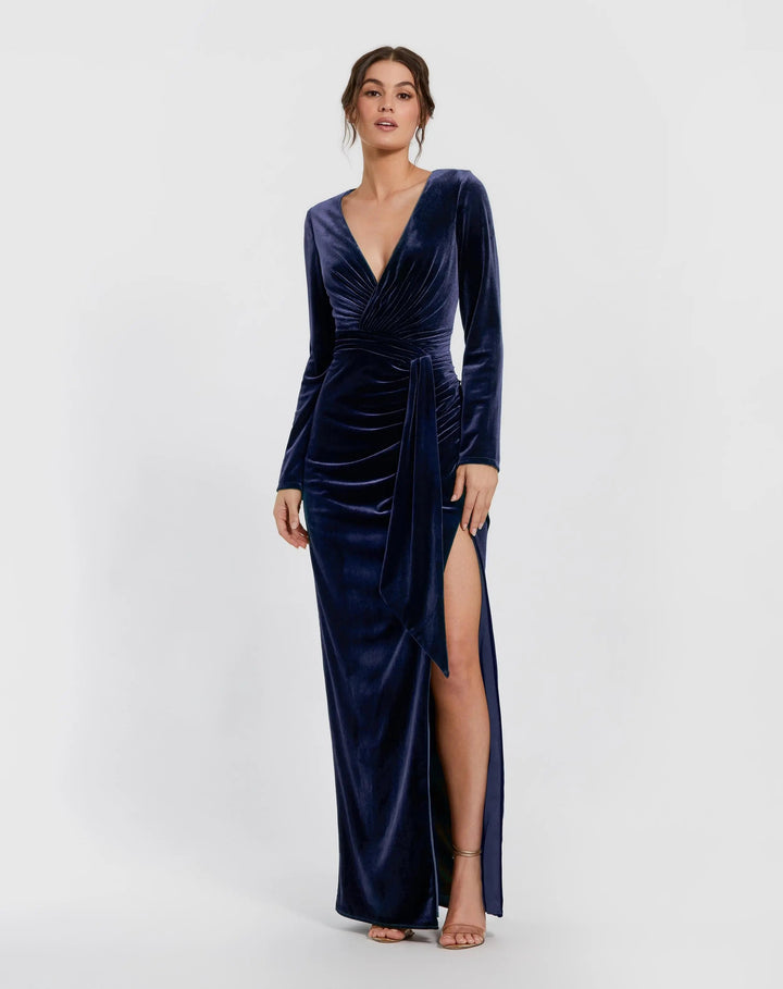 Mac Duggal 56143 Ruched Velvet Column Evening Gown