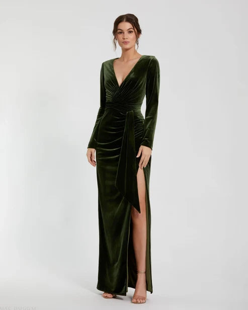Mac Duggal 56143 Ruched Velvet Column Evening Gown