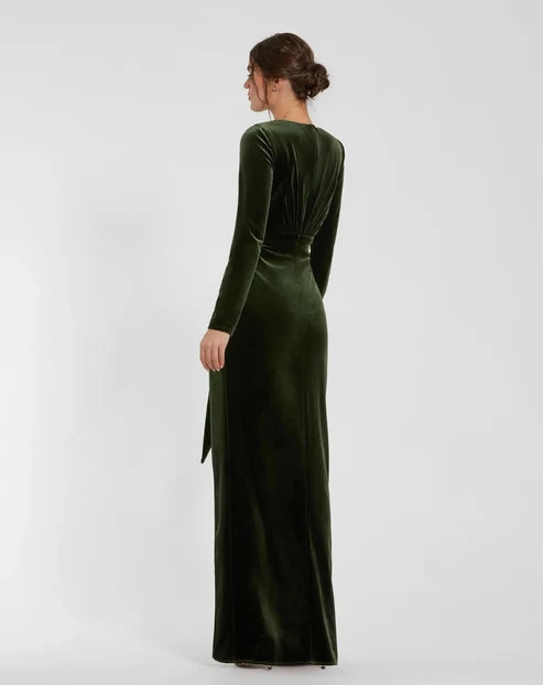 Mac Duggal 56143 Ruched Velvet Column Evening Gown