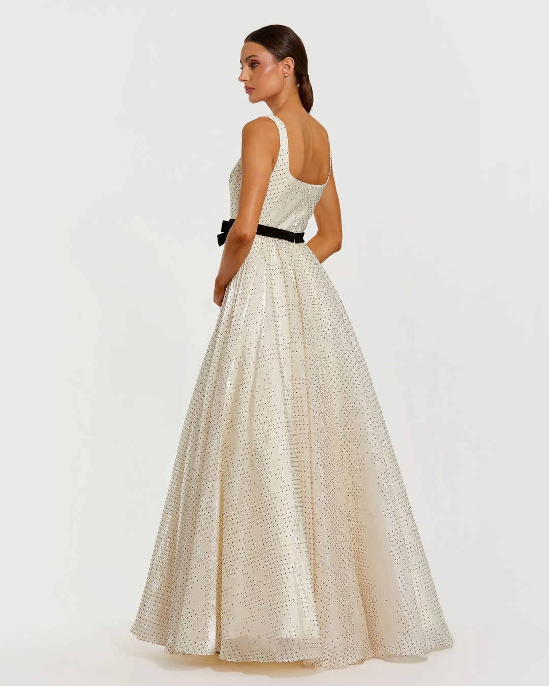 Mac Duggal 56185 Polka Dot Square Neck Ball Gown With Bow