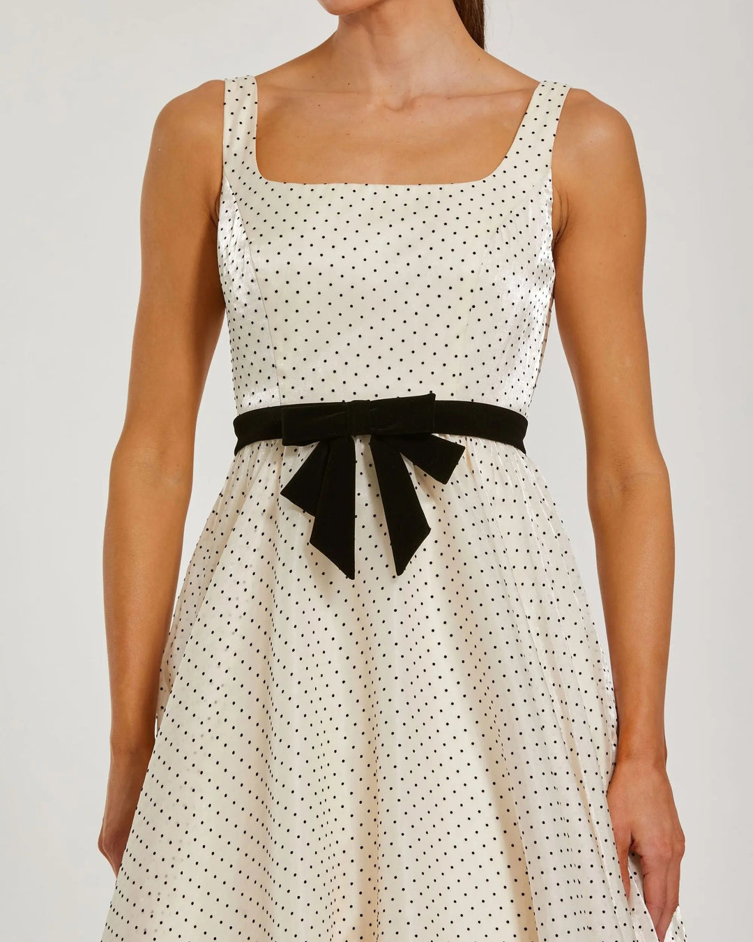 Mac Duggal 56185 Polka Dot Square Neck Ball Gown With Bow