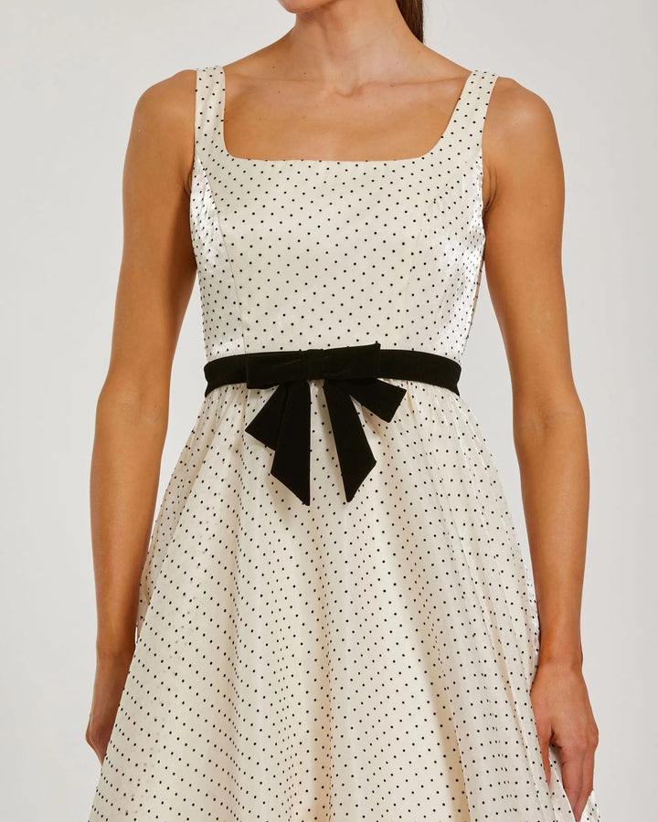 Mac Duggal 56185 Polka Dot Square Neck Ball Gown With Bow