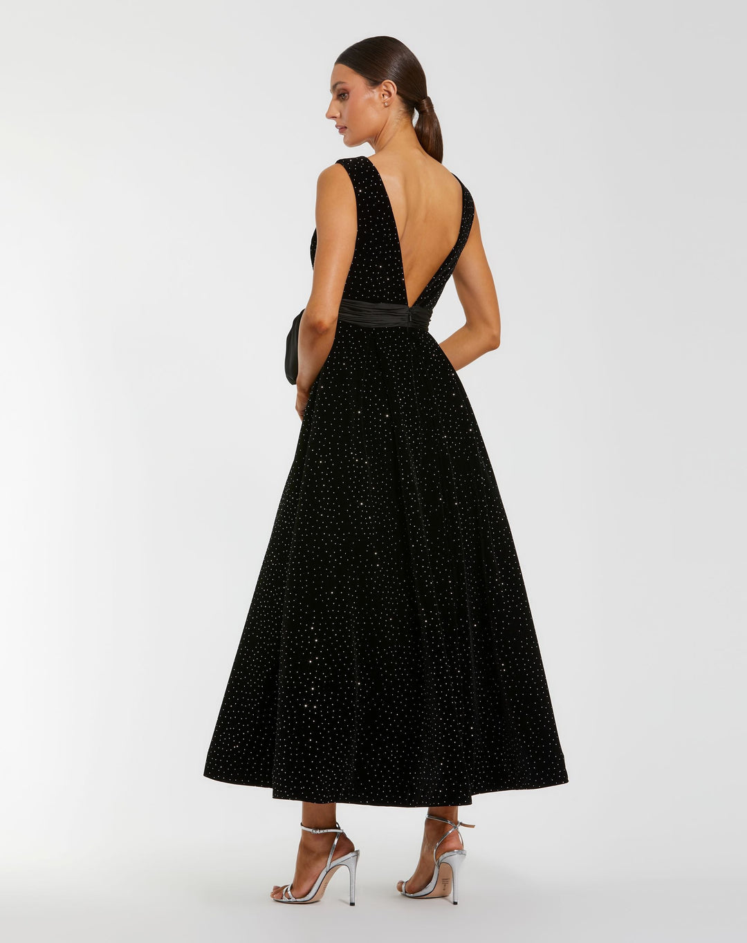 Mac Duggal 56244 Embellished Velvet Midi Dress With Bow