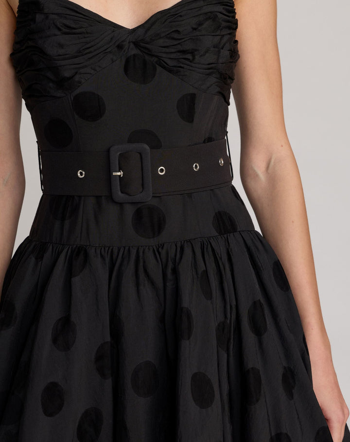 Mac Duggal 56282 Polka Dot Belted Midi Dress