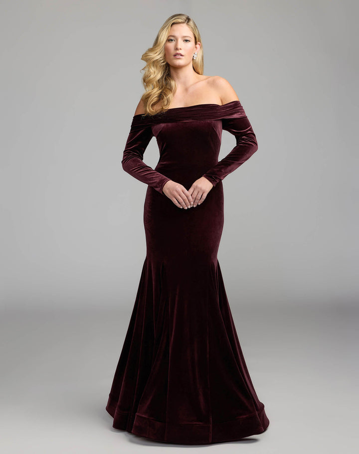 Mac Duggal 56476 Off The Shoulder Velvet Mermaid Gown