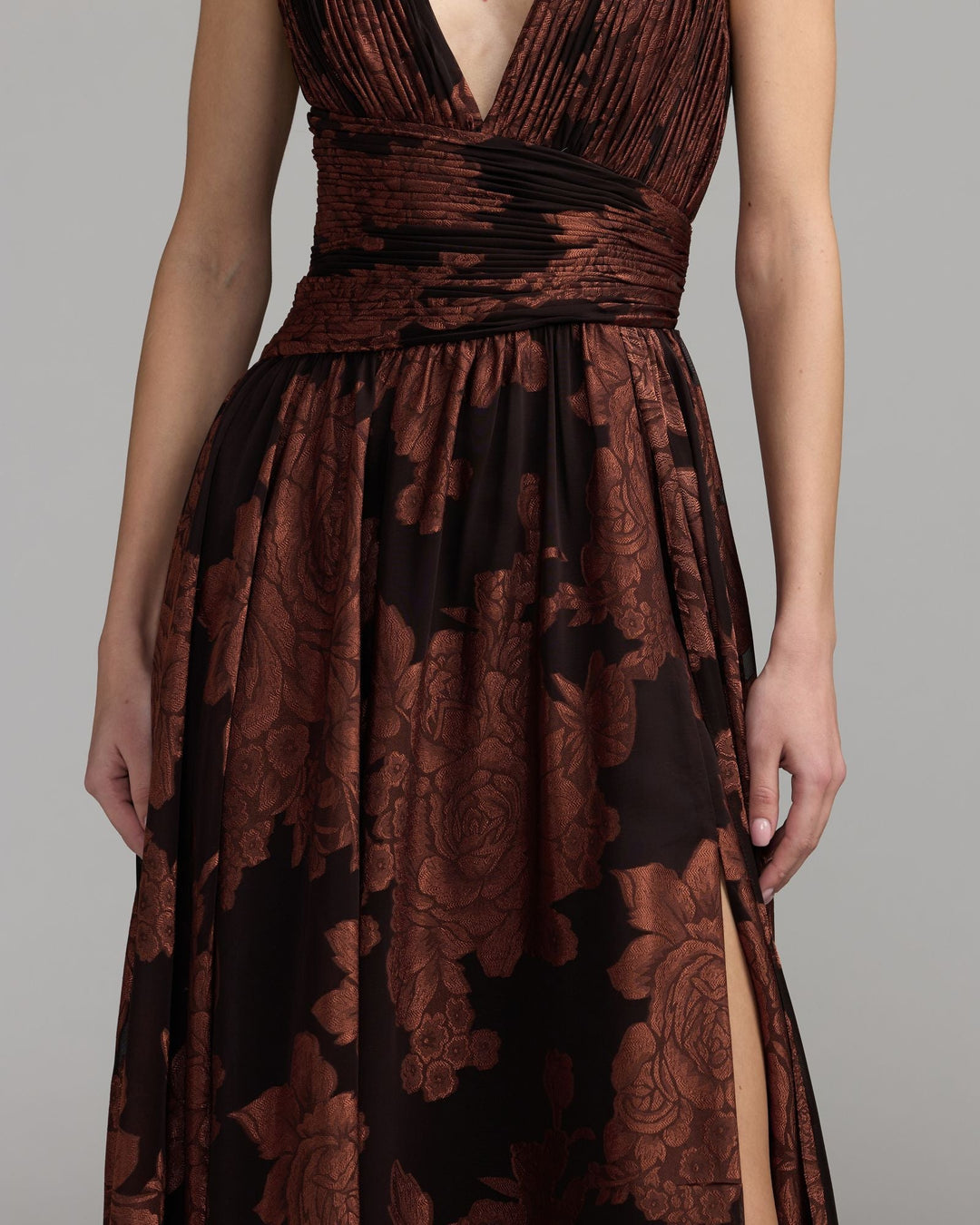 Mac Duggal 56487 Floral Sleeveless Plunge Neck Gown