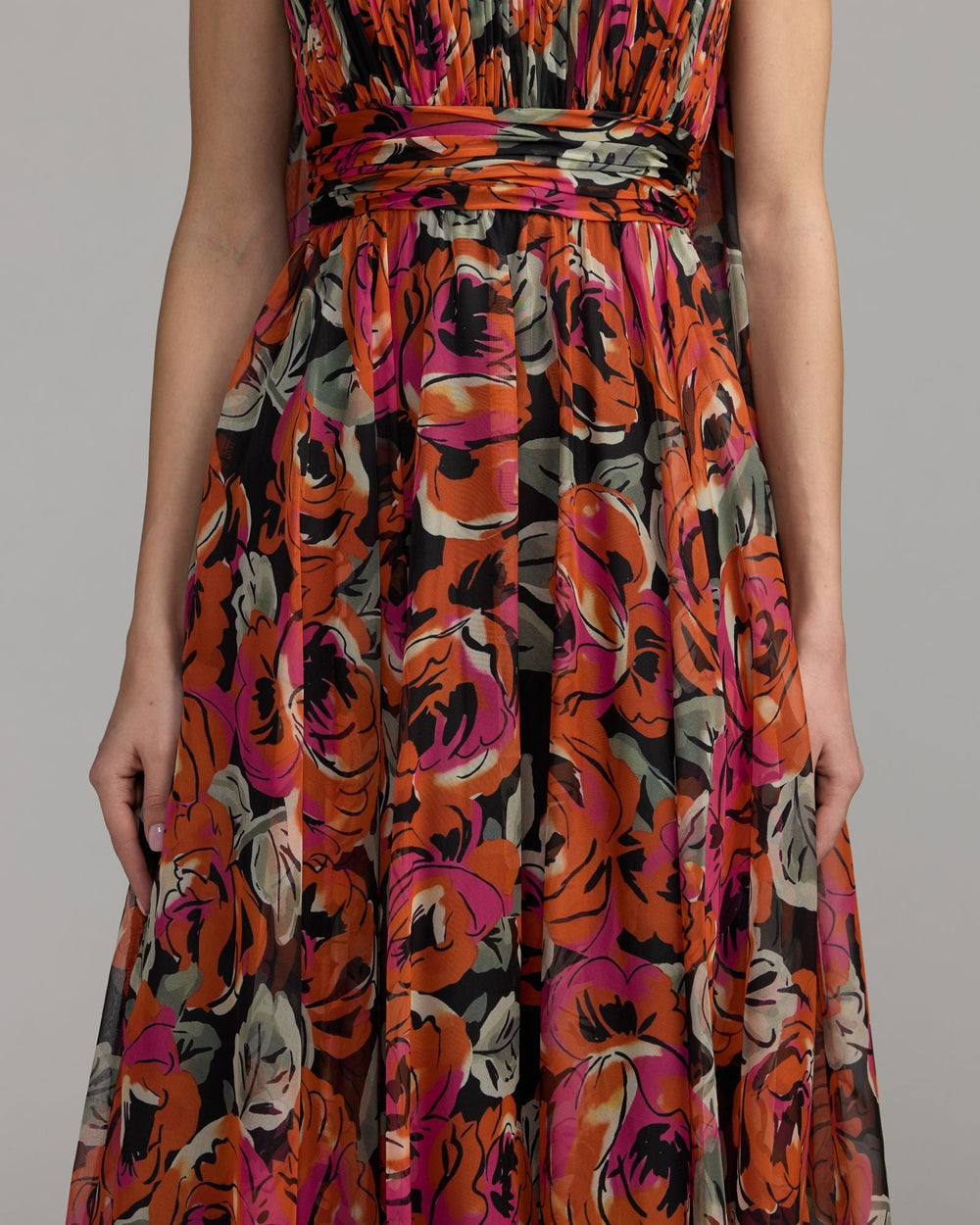 Mac Duggal 56497 Floral Chiffon Gown With Scarf
