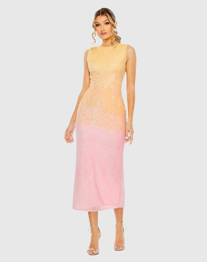 Mac Duggal 5772 High Neck Ombre Sequin Cocktail Dress
