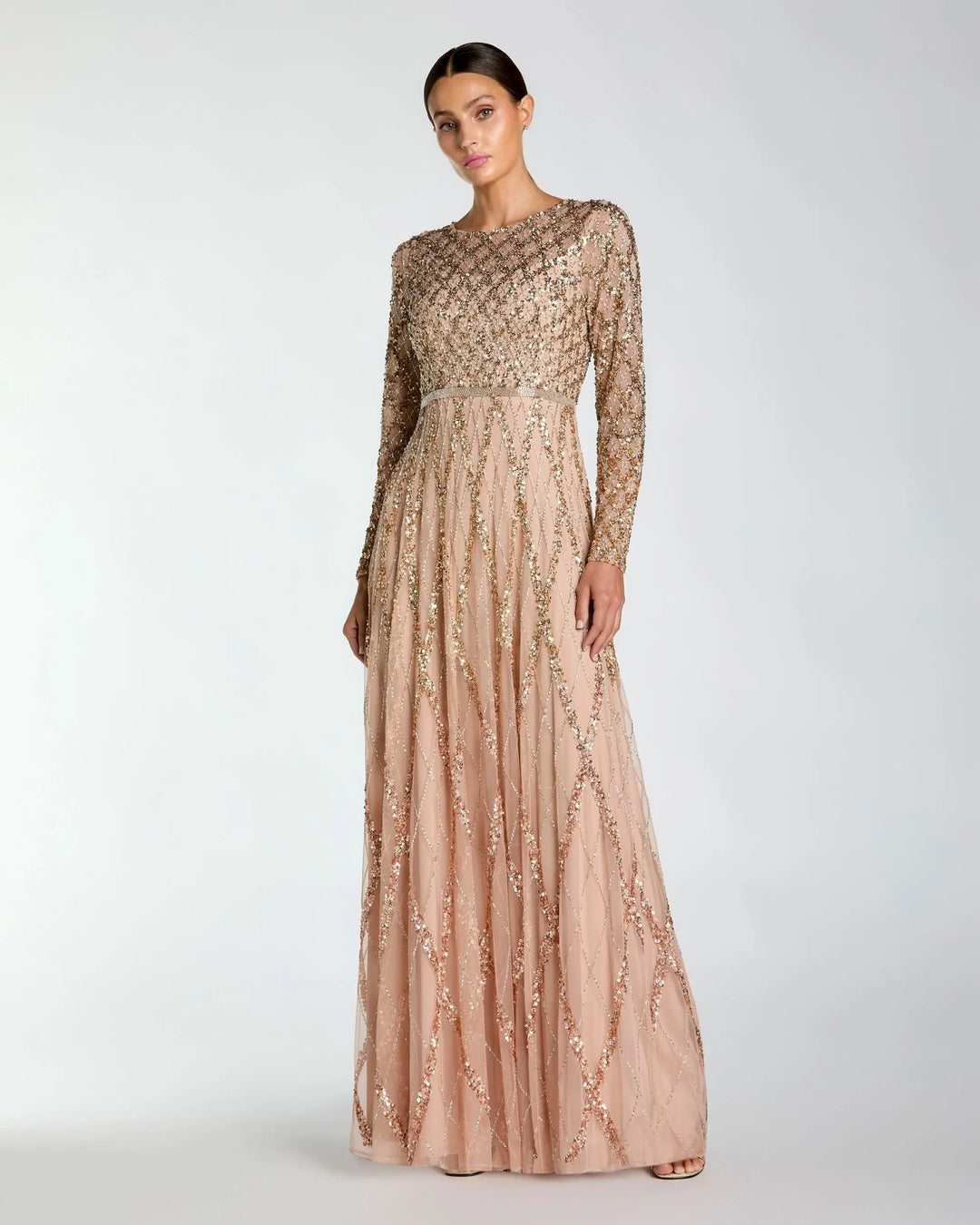 Mac Duggal 6235 Sequined Long Sleeve Gown