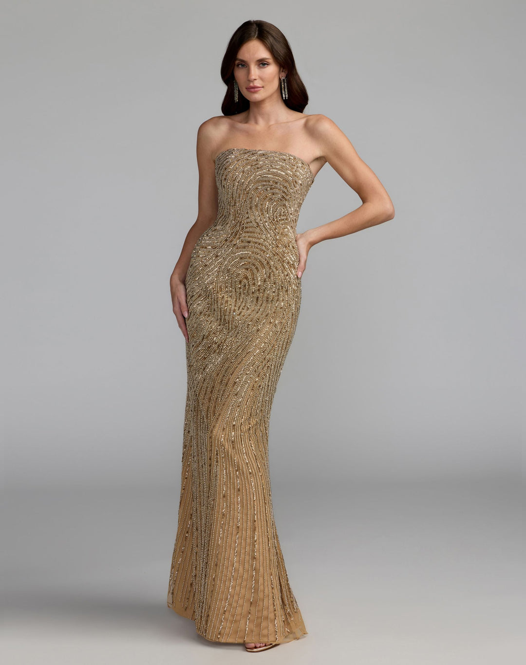 Mac Duggal 6292 Swirl Embellished Strapless Column Gown